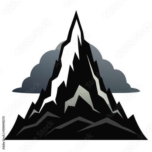 black mountain clipart cartoon Illustration drawing