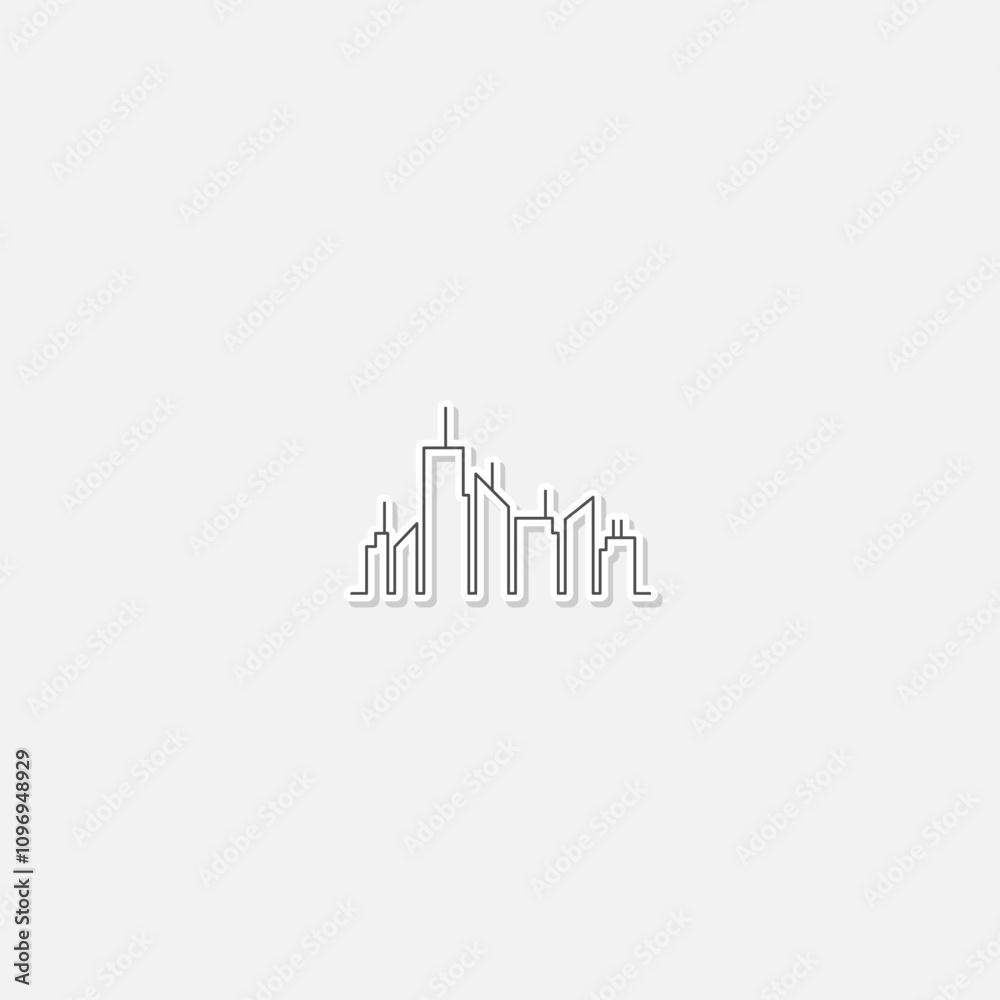 Skyline line icon sticker isolated on gray background Skyline line icon sticker isolated on gray background