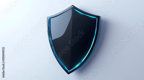  Cyber security safety shield in minimalistic style. 3d vector illustration. white background