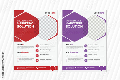 a bundle of 2 templates of different colors a4 flyer template, Corporate creative & modern business flyer and editable.