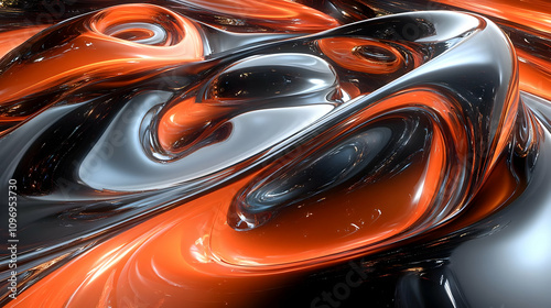 Wallpaper Mural Abstract 3D Orange Black Liquid Illustration Torontodigital.ca