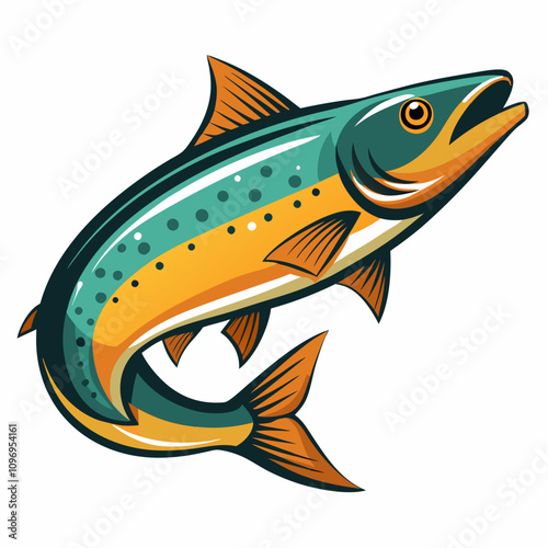 Stunning salmon fish vector illustration on white background