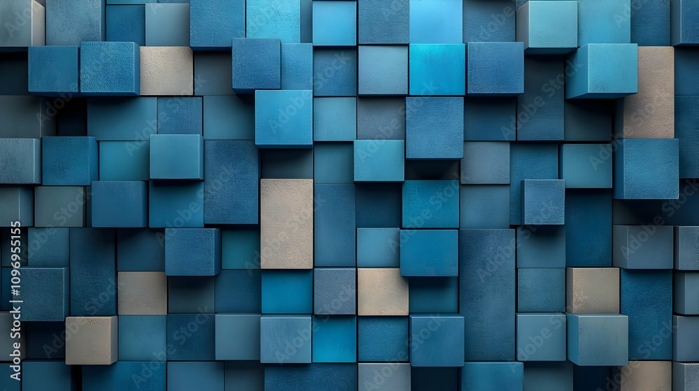Blue Cube 3D Abstract Background Blue Cube 3D Abstract Background
