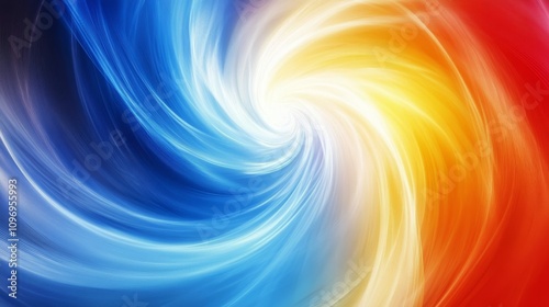 Vibrant Abstract Swirl: Blue, Yellow, Red Energy - Dynamic abstract background featuring a swirling vortex of blue, yellow, and red energy, symbolizing motion, power, harmony, balance, and creativity.