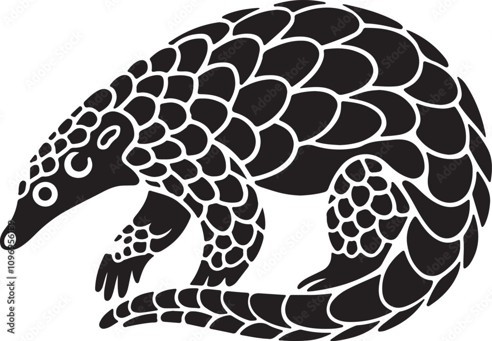 Fototapeta premium A silhouette vector im ageof a pangolin.