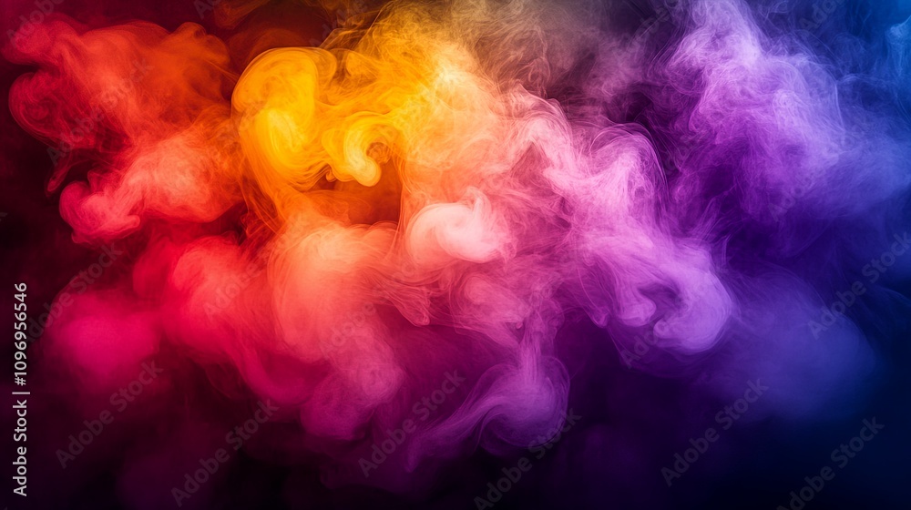 Colorful Smoke Patterns Create an Ethereal Display of Vibrant Hues in a Dark Atmosphere Colorful Smoke Patterns Create an Ethereal Display of Vibrant Hues in a Dark Atmosphere