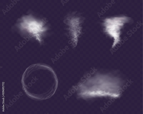 	
Realistic smoke, vape, fog, smog. Illustration of smoke on a transparent background.
