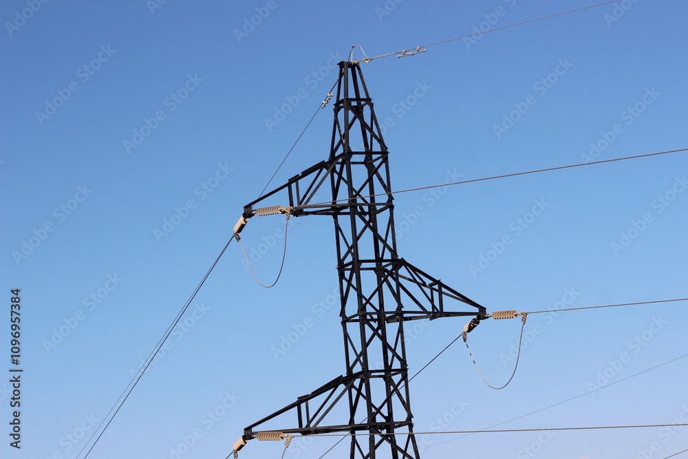 Power Electric Pole with Wires Power Electric Pole with Wires