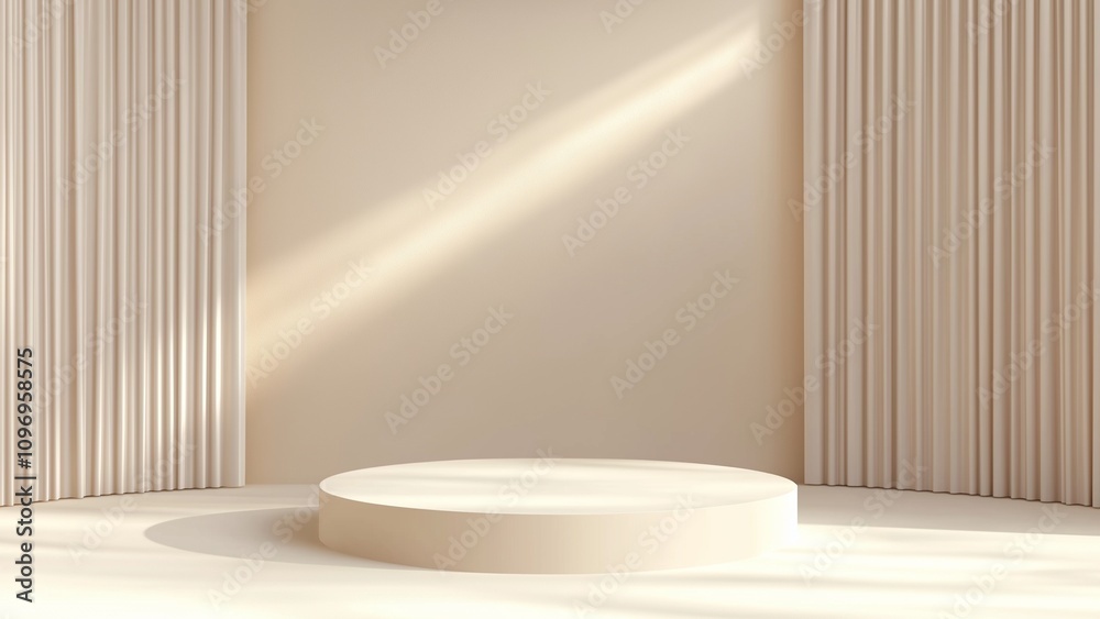 An empty podium in a light beige room An empty podium in a light beige room