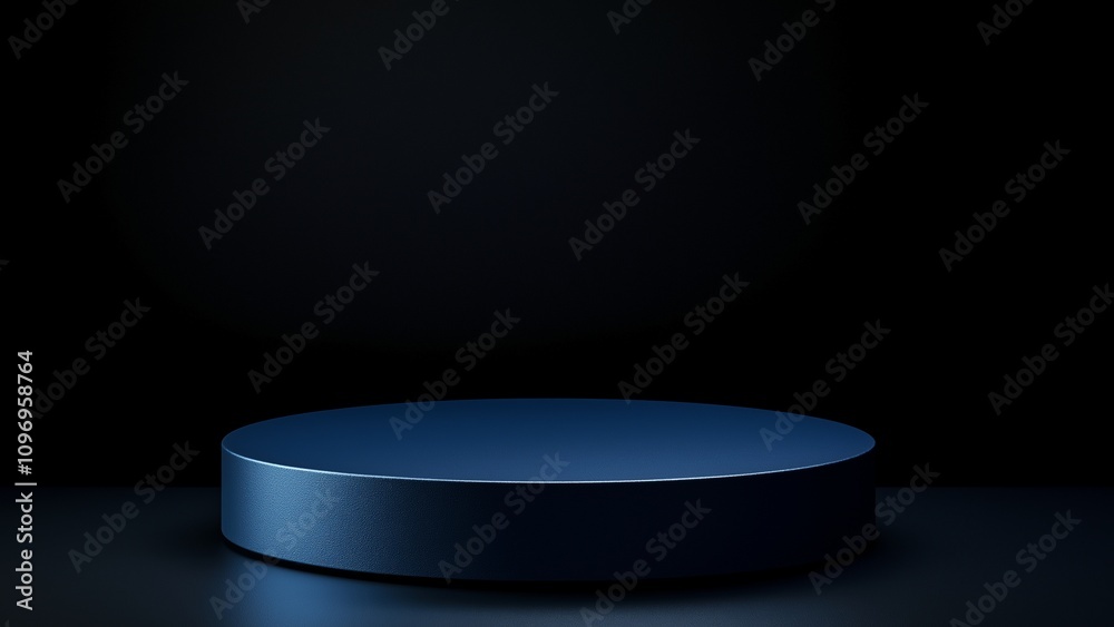 An empty podium in a dark concrete room