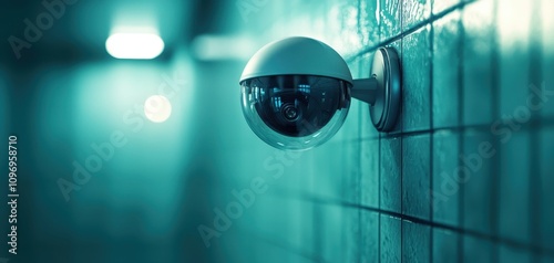 A close-up of an indoor home CCTV security camera installed in a modern setting, showcasing advanced surveillance technology for safety.