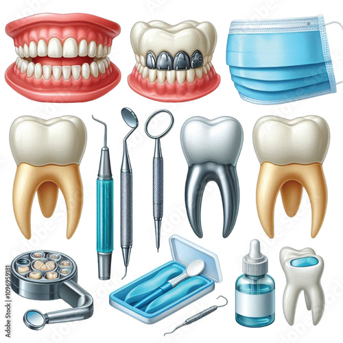 Dental care icons vector