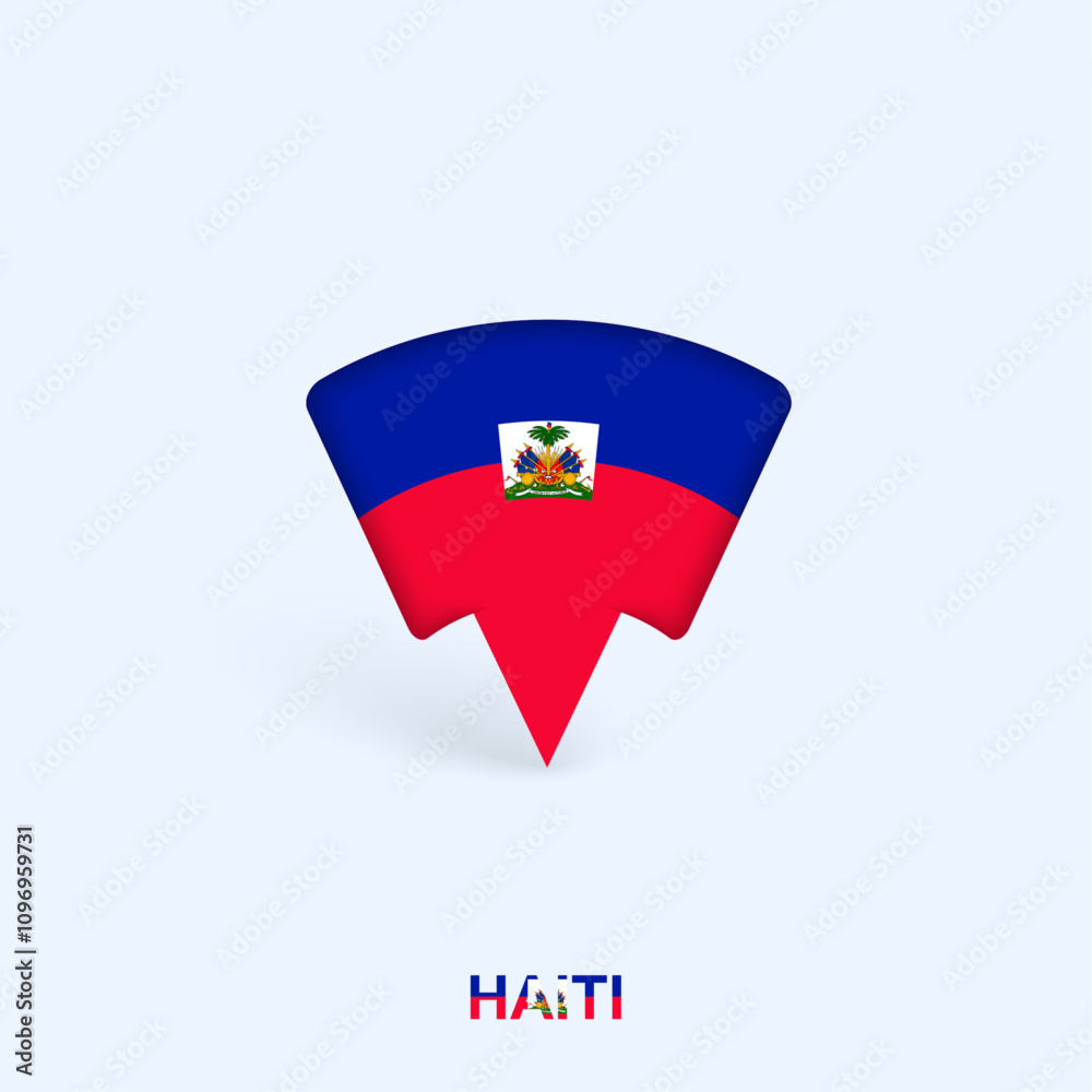 Haiti Flag Map Pointer Design with Shadow. Haiti Flag Map Pointer Design with Shadow.