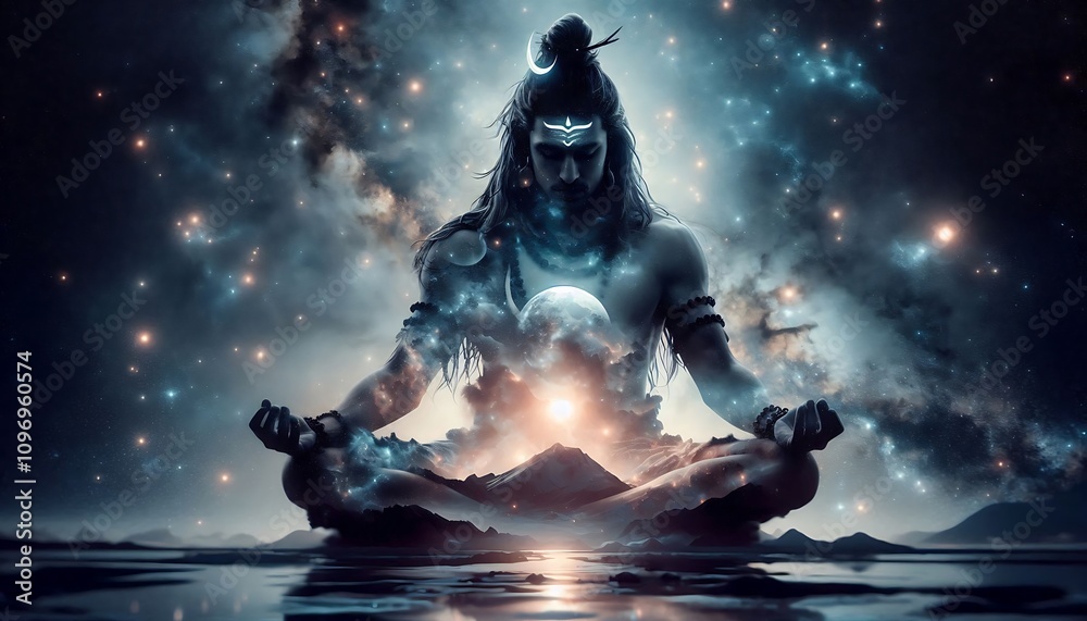 Lord Shiva. Double exposure concept