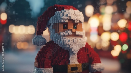 Santa claus in hte style of blocks photo