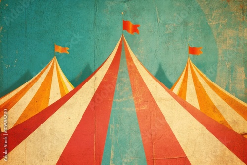 Retro circus tent minimalistic design for vintage themed prints and decor