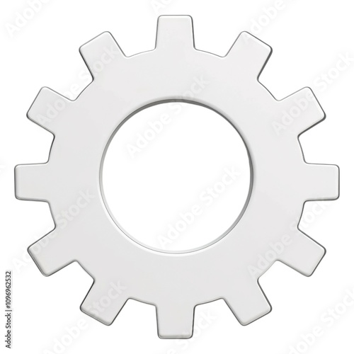 A simple white gear icon with a circular hole in the center, symbolizing mechanics, engineering, or software functionality.