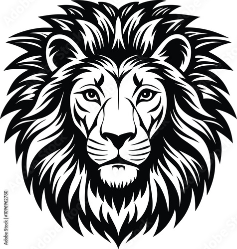 lion head silhouette isolated black vector art illustration with white background
