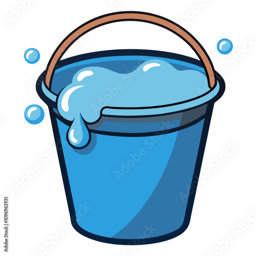 bucket filled with water clipart cartoon Illustration drawing