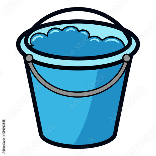 bucket filled with water clipart cartoon Illustration drawing