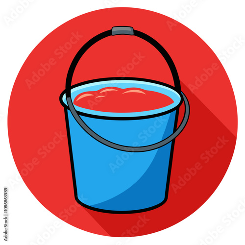 bucket filled with water clipart cartoon Illustration drawing