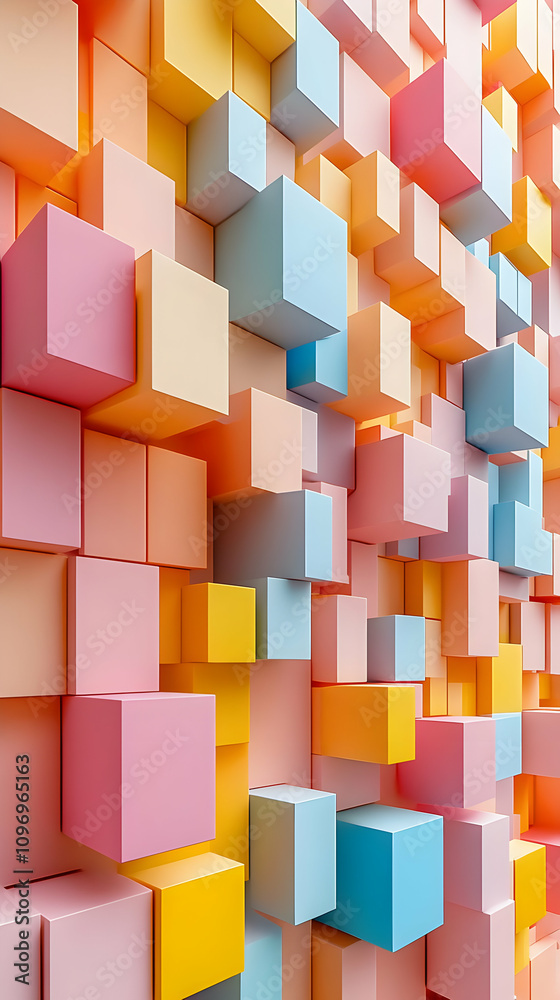 Obraz premium Pastel Cube 3D Abstract Background