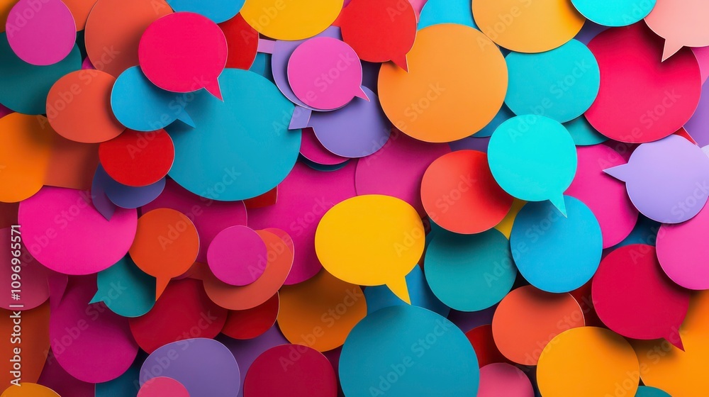 A vibrant background of colorful speech bubbles in various sizes, representing communication, ideas, and dialogue. A vibrant background of colorful speech bubbles in various sizes, representing communication, ideas, and dialogue.