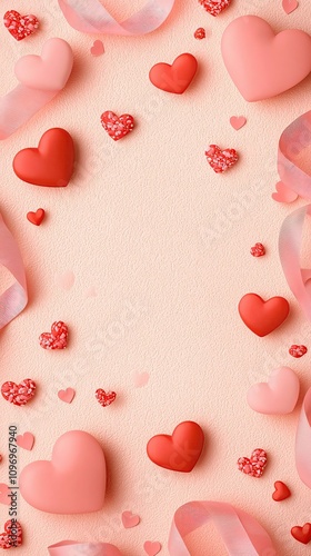 sweet pastel valentine Romantic heart shapes on soft pastel background.