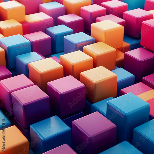 Colorful 3D Cube Abstract Background