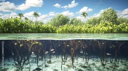 A digital simulation of a temperate forest ecosystem showing species interactions and responses to seasonal changes  photo