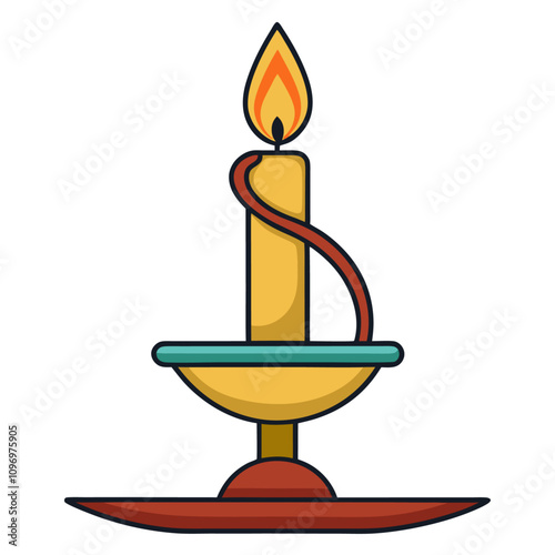 candle on a candlestick clipart cartoon Illustration drawing