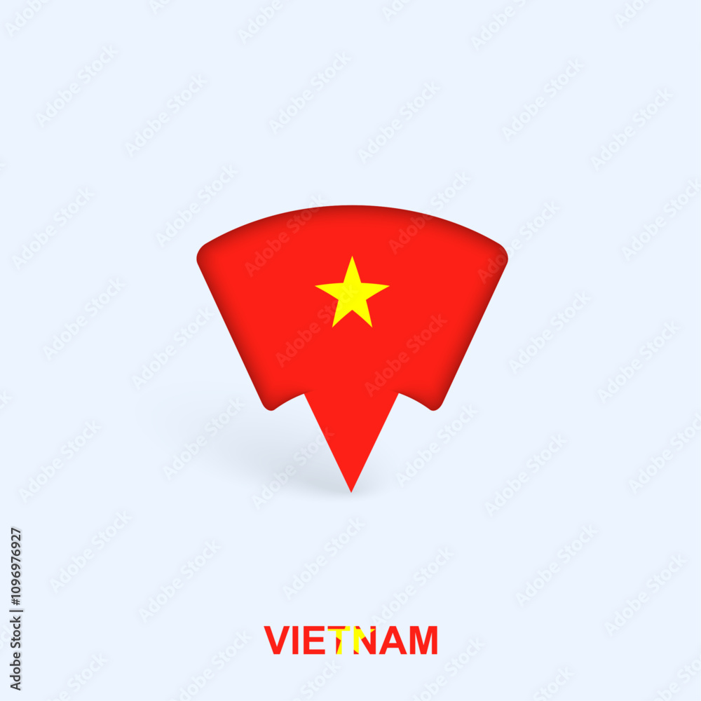 Vietnam Flag Map Pointer Design with Shadow. Vietnam Flag Map Pointer Design with Shadow.