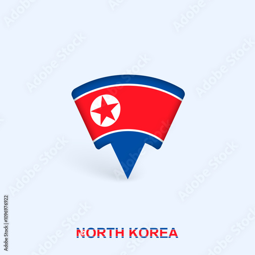 North Korea Flag Map Pointer Design with Shadow. Free Download North Korea Flag Map Pointer Design with Shadow. - GFXLoad