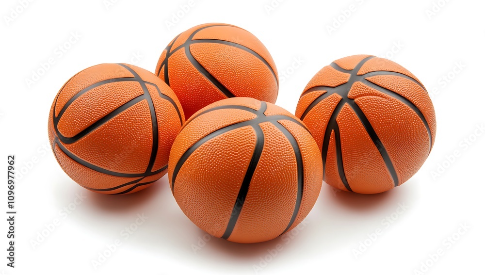 Four Orange Basketballs Grouped Together On White Four Orange Basketballs Grouped Together On White