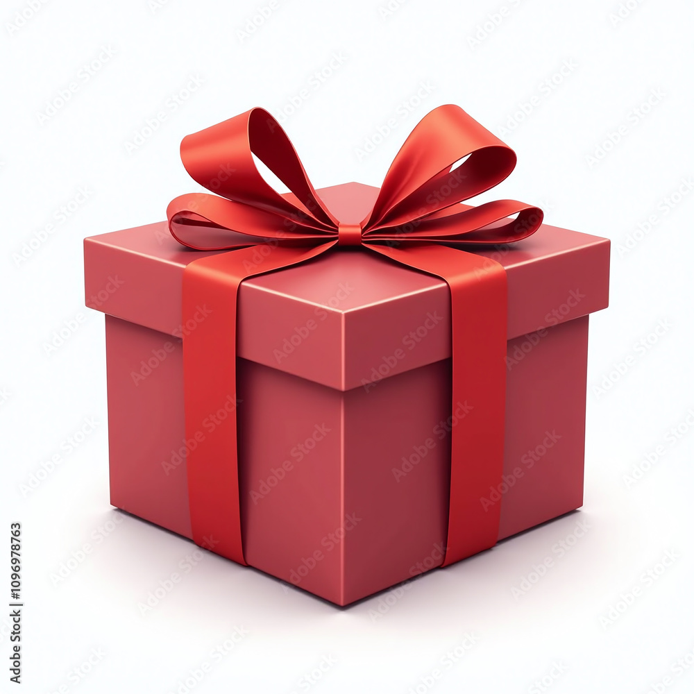 Gift Present Box with Ribbon and Bow Illustration, Isolated on White Background Gift Present Box with Ribbon and Bow Illustration, Isolated on White Background