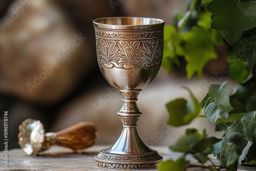 Detailed kiddush cup craftsmanship. photo