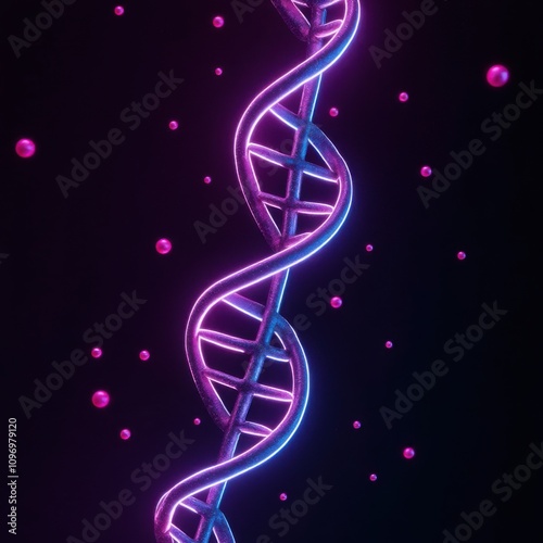 Glowing Pink and Cyan DNA Helix