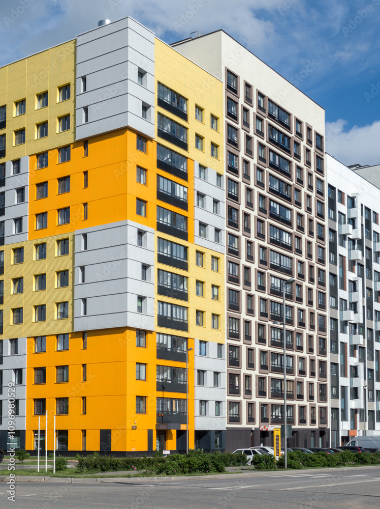 New modern low rise apartment complex.