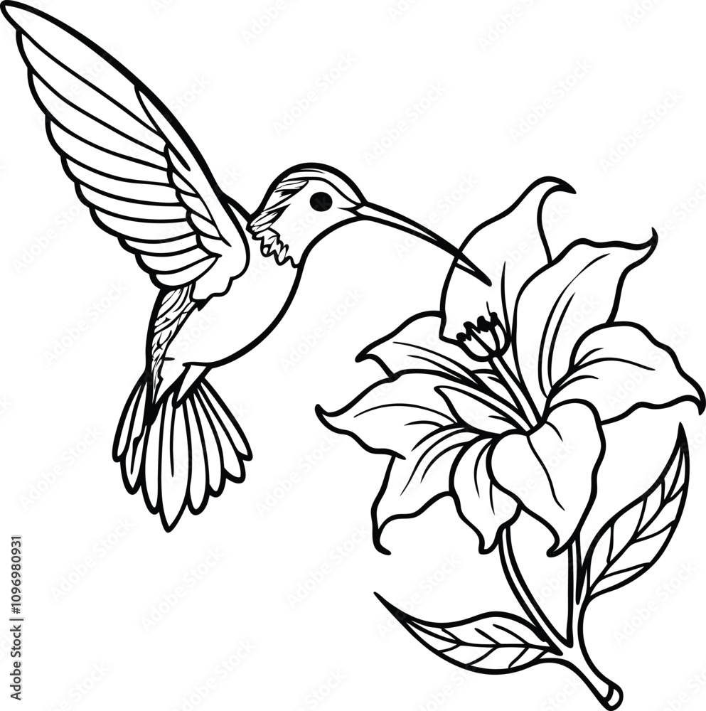 Obraz premium A hummingbird hovering near a flower
