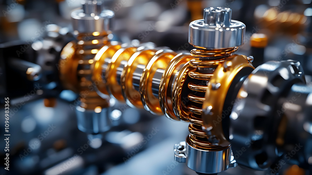 3D Gold & Chrome Springs Illustration 3D Gold & Chrome Springs Illustration
