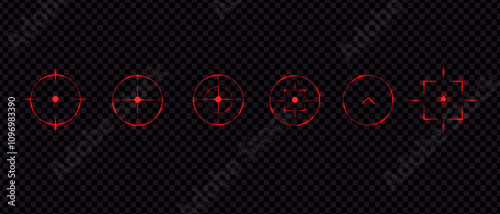 Target and aim icon. Aim gun. Red Crosshair. Shooting of firearms. Precisely target. Successfully target. laser sight
