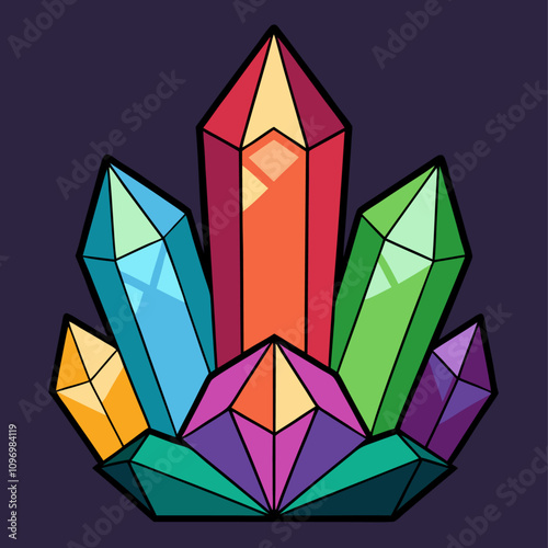 chakra crystals clipart cartoon Illustration drawing