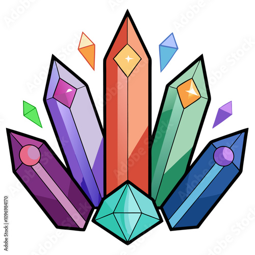 chakra crystals clipart cartoon Illustration drawing