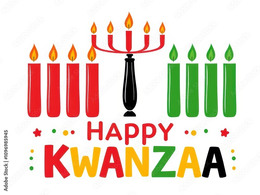 Happy Kwanzaa card. White backgtound Happy Kwanzaa card. White backgtound