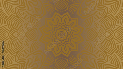 Round mandala on dreamy peach fuzz gradient background. Translucent mesh pattern in the form of a mandala. Mandala with floral patterns.Gradient background with round mandala.Vishal 