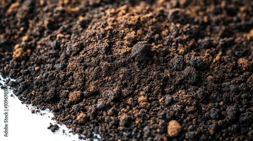 A close-up view of dark, rich soil, showcasing its texture and composition.