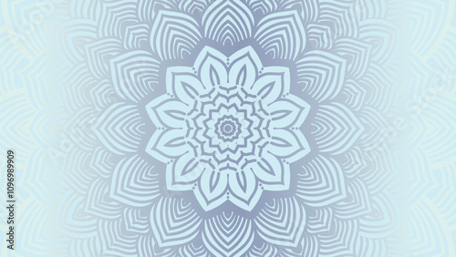 Round mandala on dreamy peach fuzz gradient background. Translucent mesh pattern in the form of a mandala. Mandala with floral patterns.Gradient background with round mandala.Vishal 