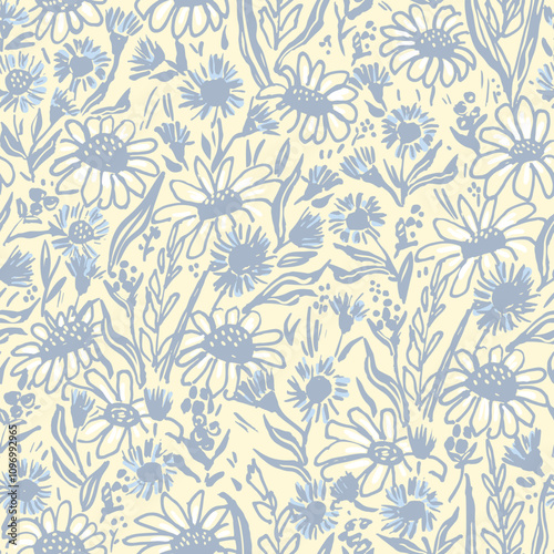 Whimsical daisy deamless pattern