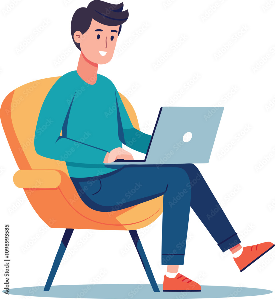 a boy is using his laptop vector
a boy is using his laptop vector