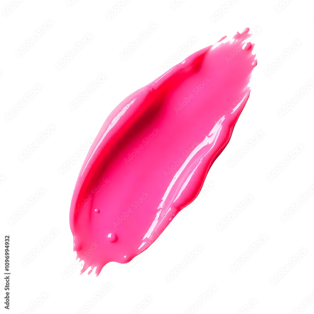 A vibrant pink lipstick smear on a pristine white background, highlighting the glossiness and smooth texture, with light reflections enhancing the visual appeal of the smear. A vibrant pink lipstick smear on a pristine white background, highlighting the glossiness and smooth texture, with light reflections enhancing the visual appeal of the smear.